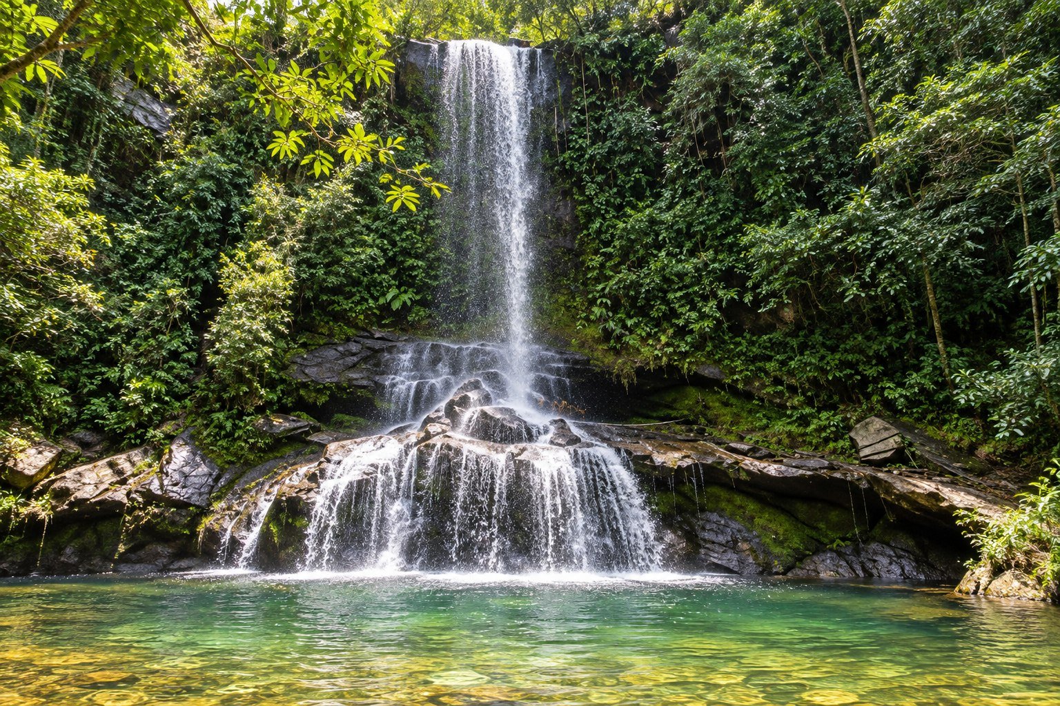 Cachoeira cercada pela natureza em Pirenópolis